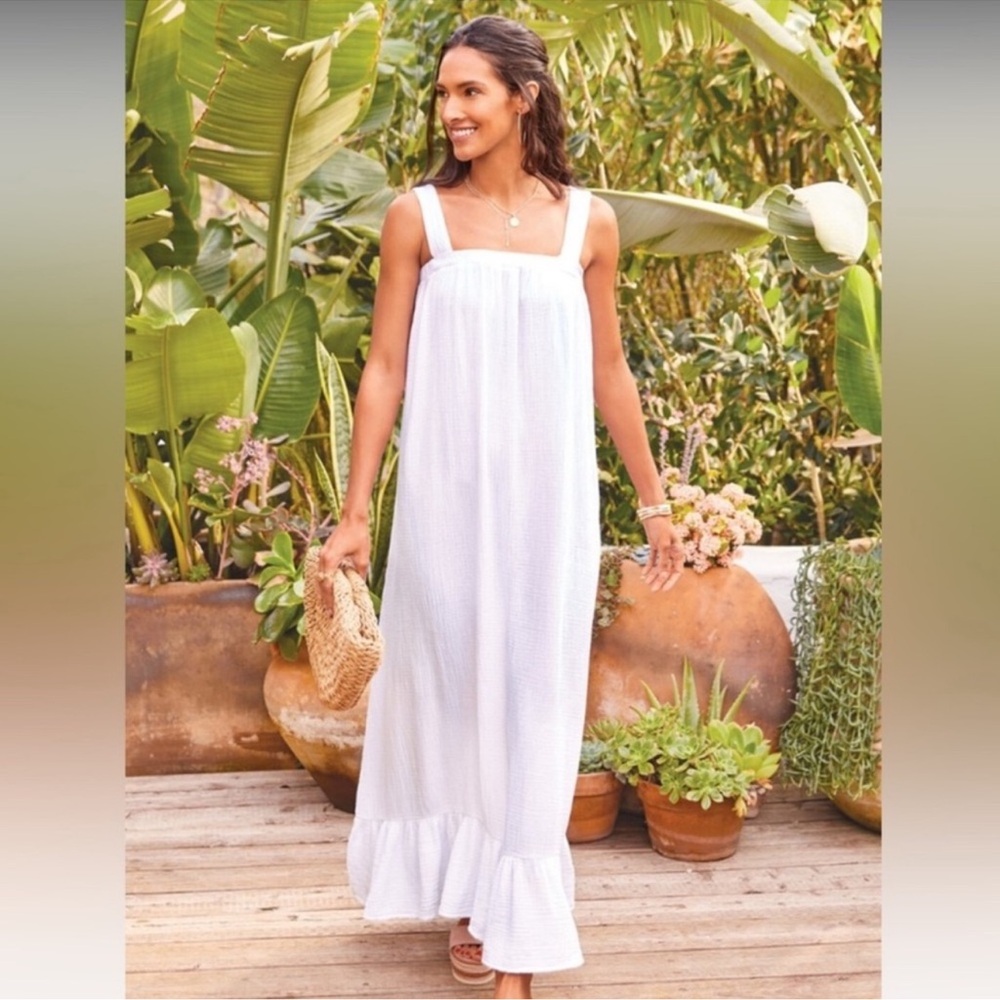 bobi White Gauze Maxi Dress NWOT